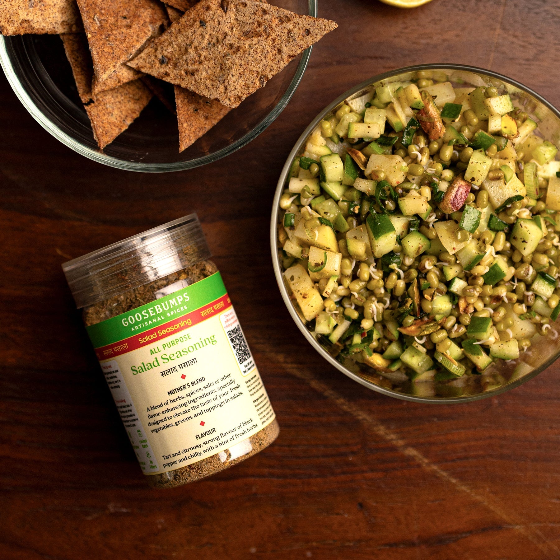 Keri and green moong salad with Goosebumps salad seasoning