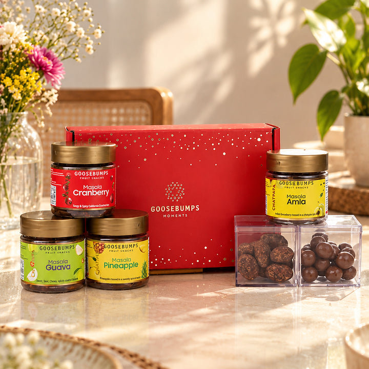 Eco Gift Box Of Fruits and Choco Dragees-320GMs