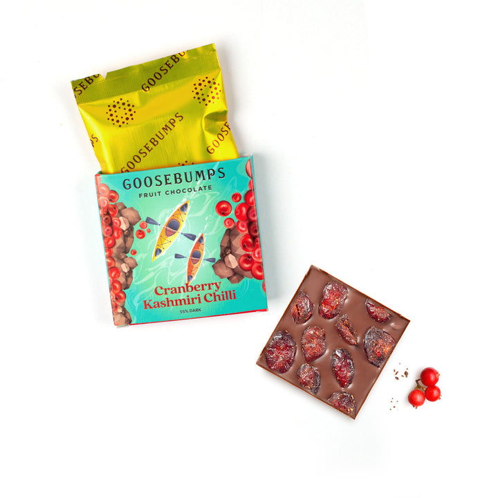 Cranberry Kashmiri Chili Chocolate Mini Bars