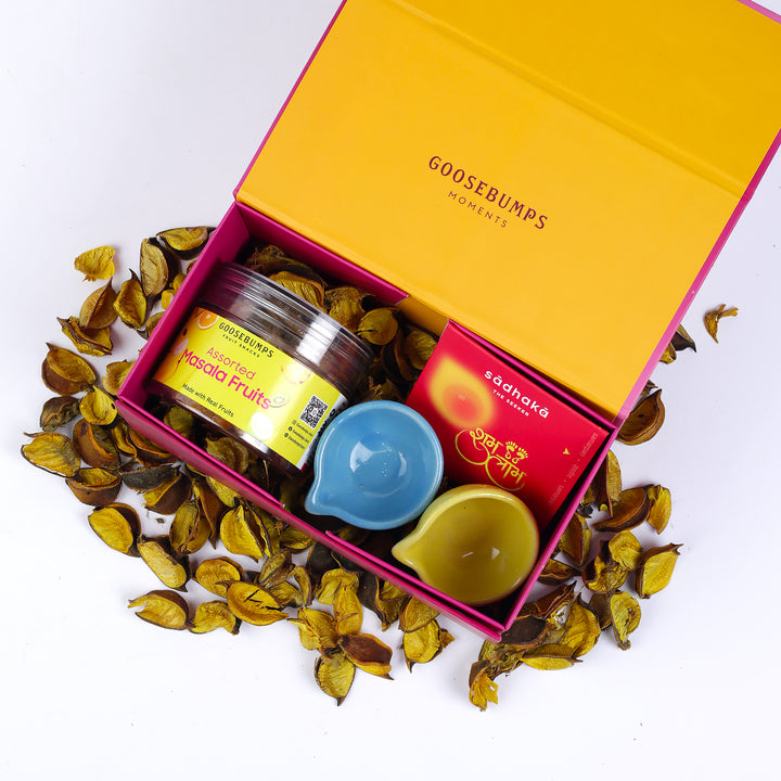 Carnival Gift Box of Masala Fruits, Diya & Décor