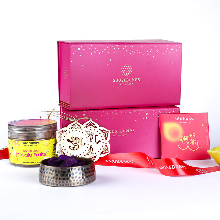 Carnival Gift Box of Masala Fruits, Diya & Décor