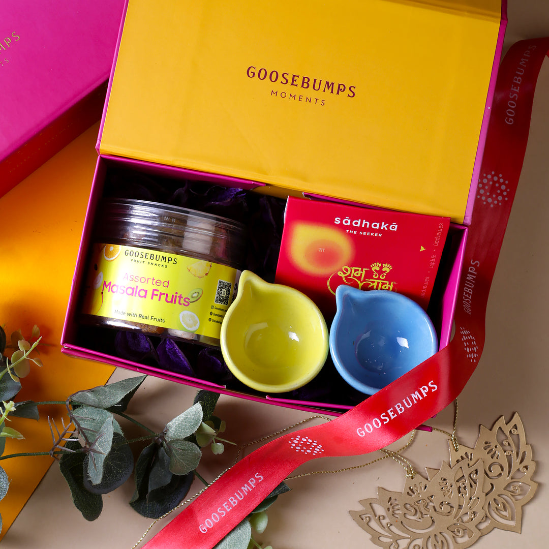 Carnival Gift Box of Masala Fruits, Diya & Décor