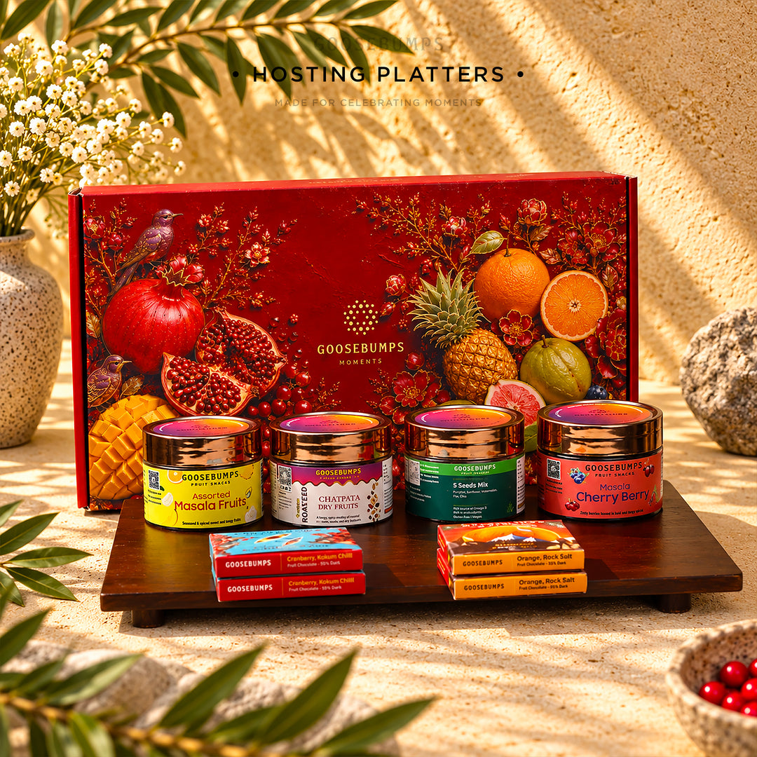 Hosting Platter of Fruits, Seeds and Chocolates - 588 GMs