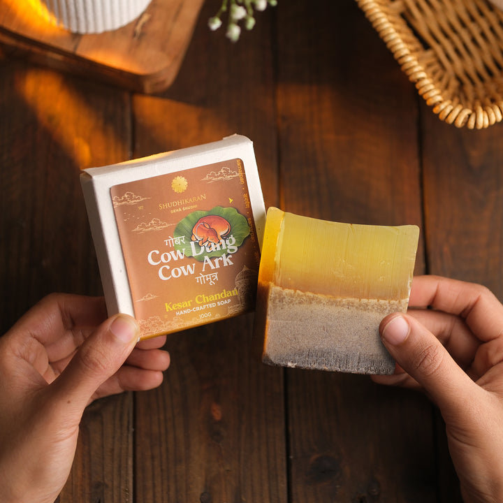 Kesar Chandan Cow Dung & Cow Ark Handmade Soap 100g